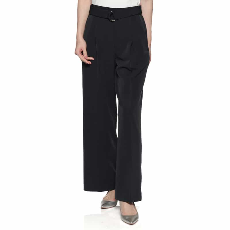 BARNEYS NEW YORK セットアップ ウォッシャブル ベルト付きワイドパンツ NAVY