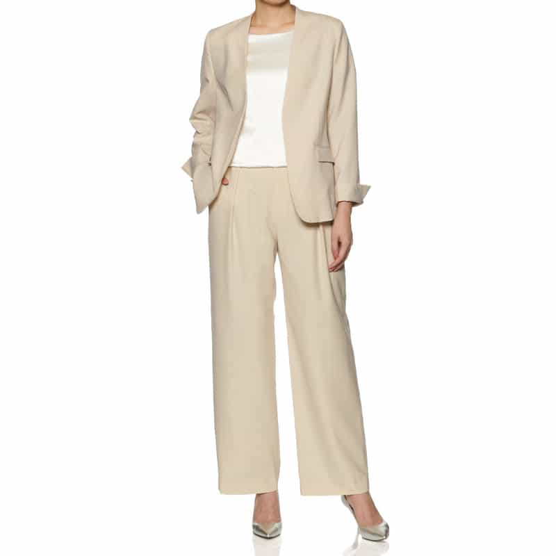 BARNEYS NEW YORK セットアップ ウォッシャブル ノーカラージャケット BEIGE