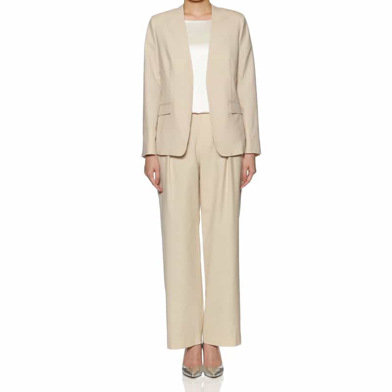 BARNEYS NEW YORK セットアップ ウォッシャブル ノーカラージャケット BEIGE