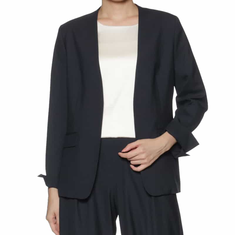 BARNEYS NEW YORK セットアップ ウォッシャブル ノーカラージャケット NAVY