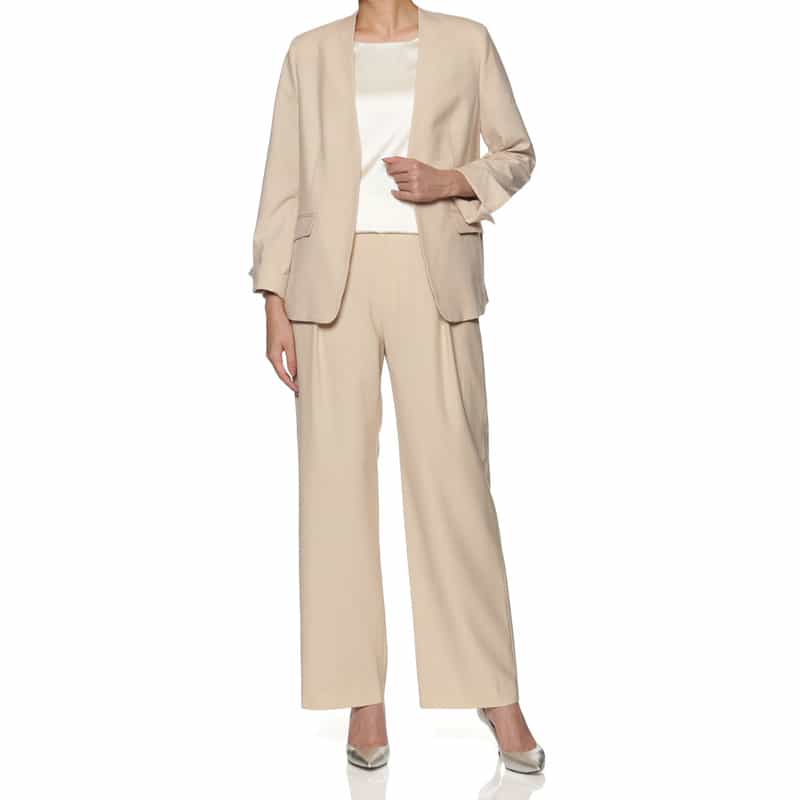 BARNEYS NEW YORK セットアップ ウォッシャブル タックワイドパンツ BEIGE