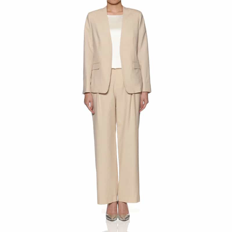 BARNEYS NEW YORK セットアップ ウォッシャブル タックワイドパンツ BEIGE