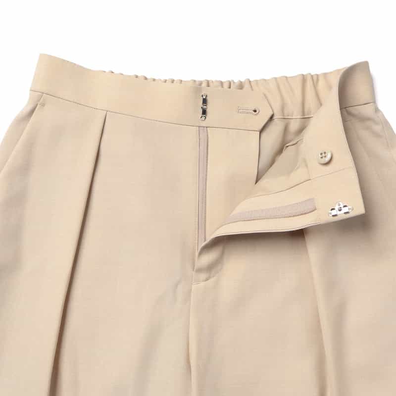BARNEYS NEW YORK セットアップ ウォッシャブル タックワイドパンツ BEIGE
