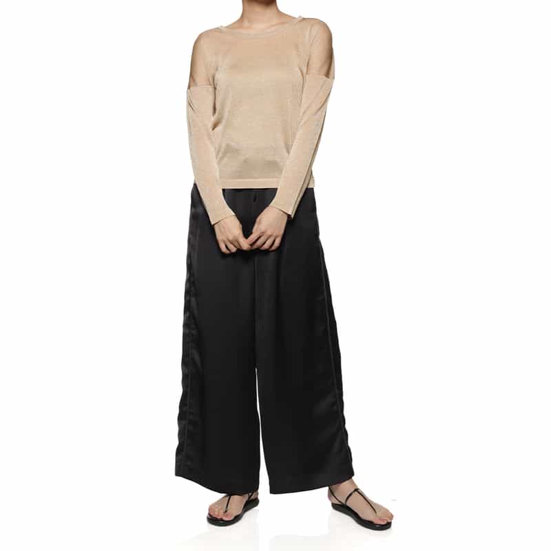 BARNEYS NEW YORK ウォッシャブル ラメシアーニットプルオーバー BEIGE