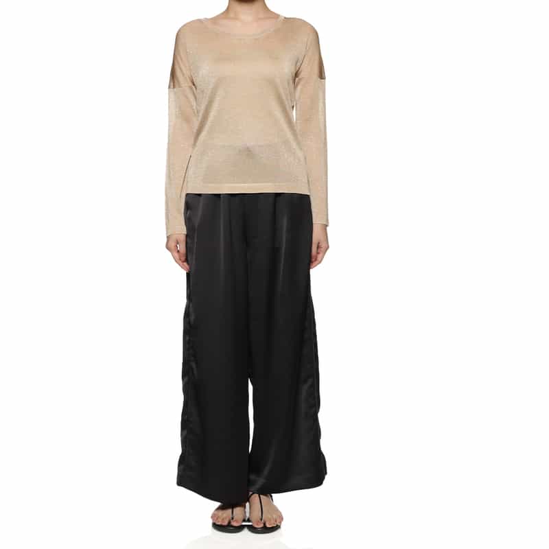 BARNEYS NEW YORK ウォッシャブル ラメシアーニットプルオーバー BEIGE