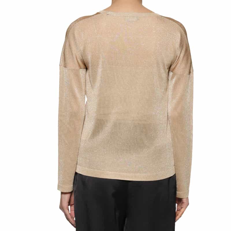BARNEYS NEW YORK ウォッシャブル ラメシアーニットプルオーバー BEIGE