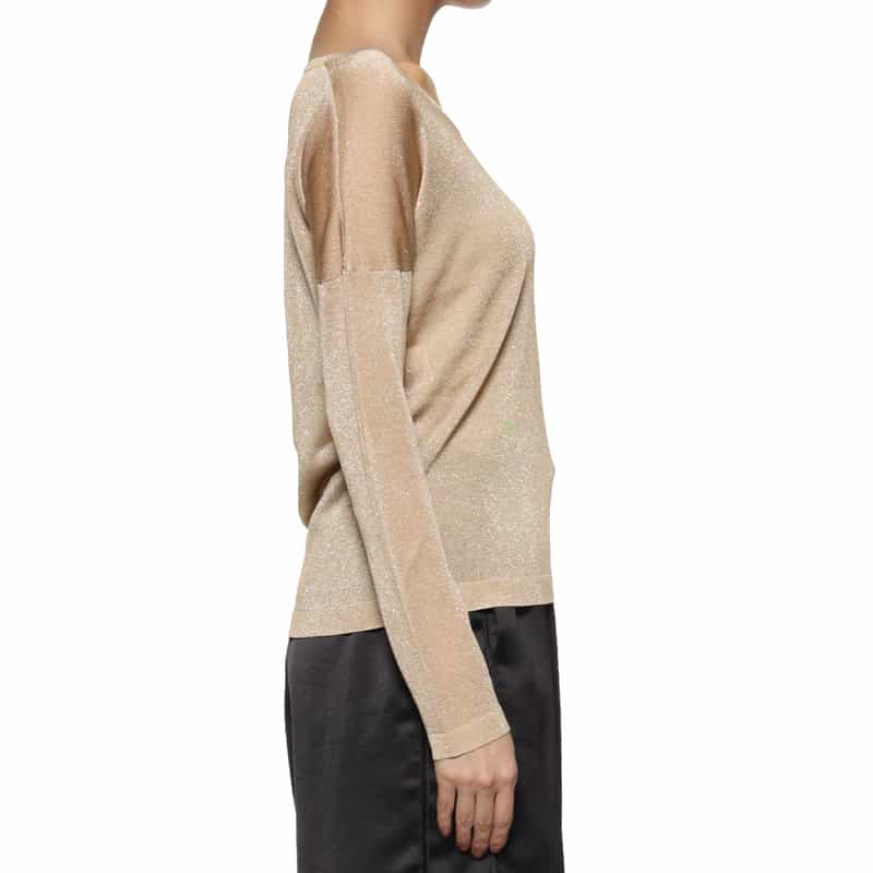 BARNEYS NEW YORK ウォッシャブル ラメシアーニットプルオーバー BEIGE