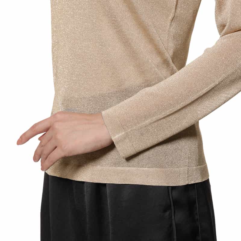 BARNEYS NEW YORK ウォッシャブル ラメシアーニットプルオーバー BEIGE