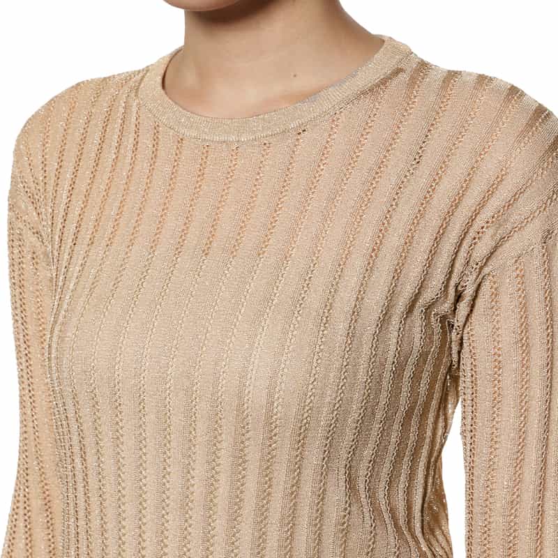 BARNEYS NEW YORK ウォッシャブル 透かし編みニットプルオーバー BEIGE