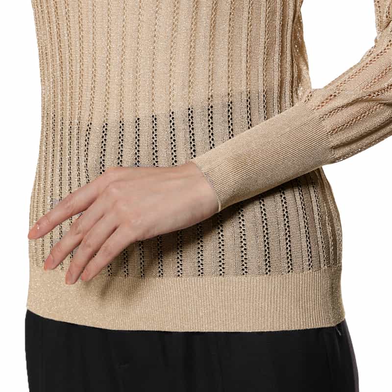 BARNEYS NEW YORK ウォッシャブル 透かし編みニットプルオーバー BEIGE