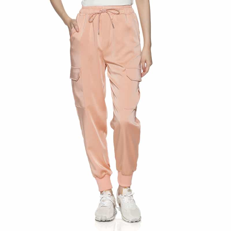 BARNEYS NEW YORK ドローストリング サテンカーゴパンツ PINK