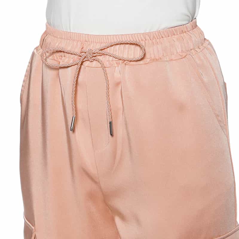 BARNEYS NEW YORK ドローストリング サテンカーゴパンツ PINK