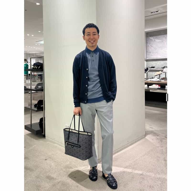 BARNEYS NEW YORK ウォッシャブル カーディガン NAVY