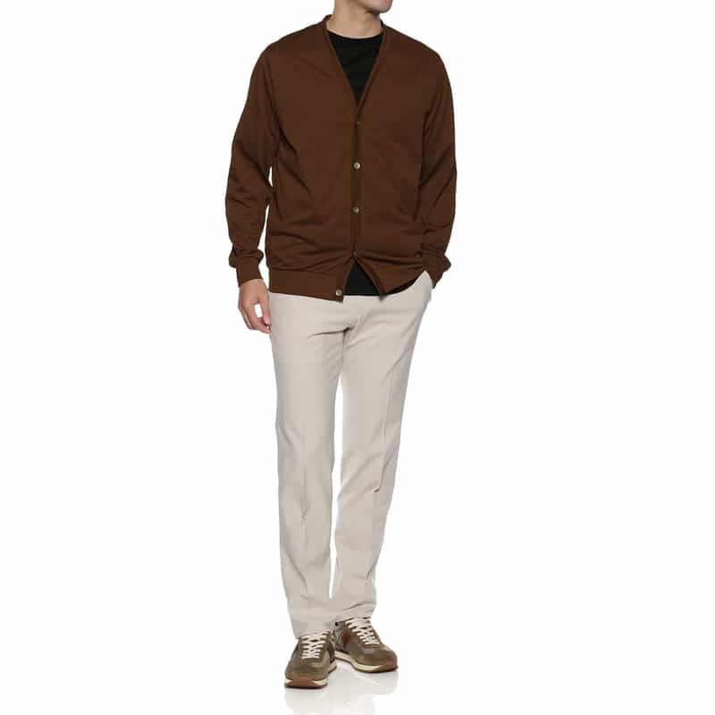 BARNEYS NEW YORK ウォッシャブル カーディガン BROWN