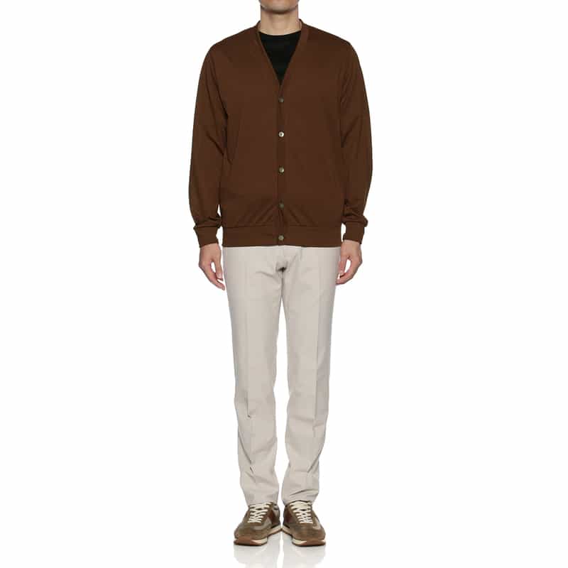 BARNEYS NEW YORK ウォッシャブル カーディガン BROWN