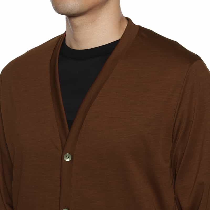 BARNEYS NEW YORK ウォッシャブル カーディガン BROWN