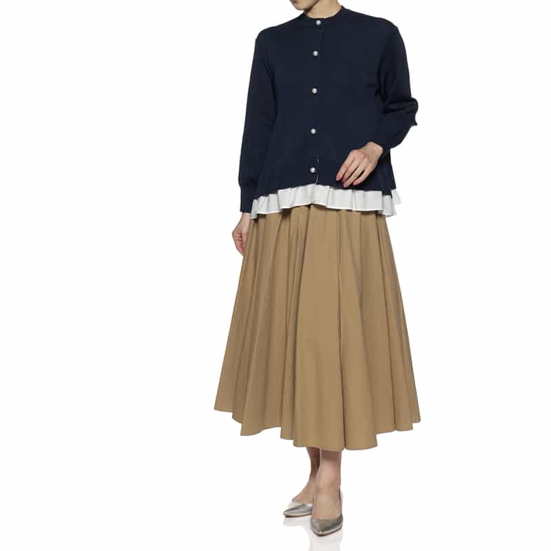 BARNEYS NEW YORK ウォッシャブル タイプライター ロングスカート CAMEL