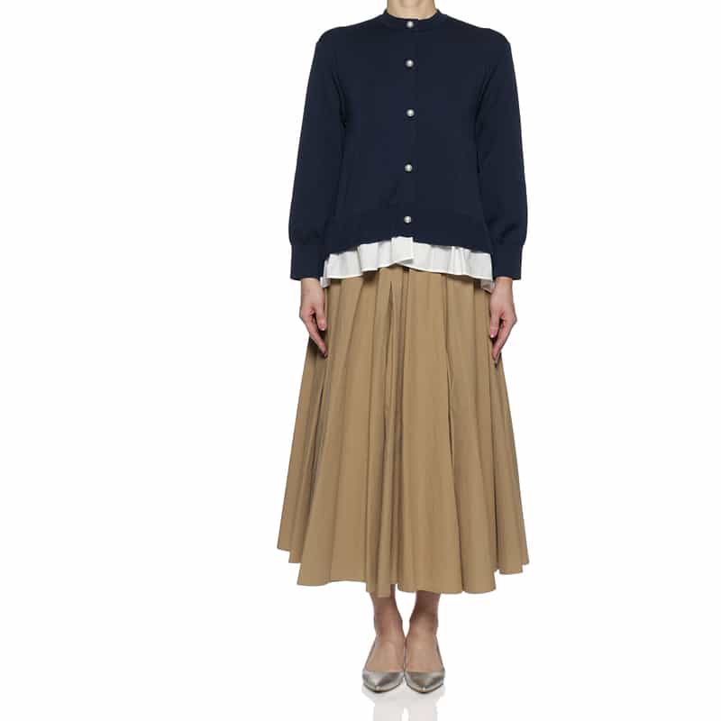 BARNEYS NEW YORK ウォッシャブル タイプライター ロングスカート CAMEL