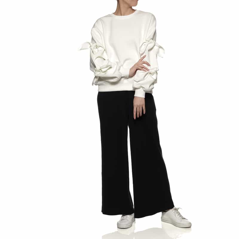 BARNEYS NEW YORK ウォッシャブル リボンスリーブカットソー OFF WHITE