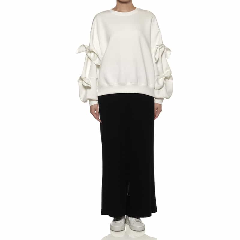 BARNEYS NEW YORK ウォッシャブル リボンスリーブカットソー OFF WHITE
