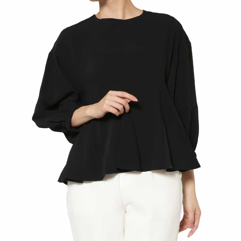 セットアップ ウォッシャブル ポンチ素材ペプラムプルオーバー