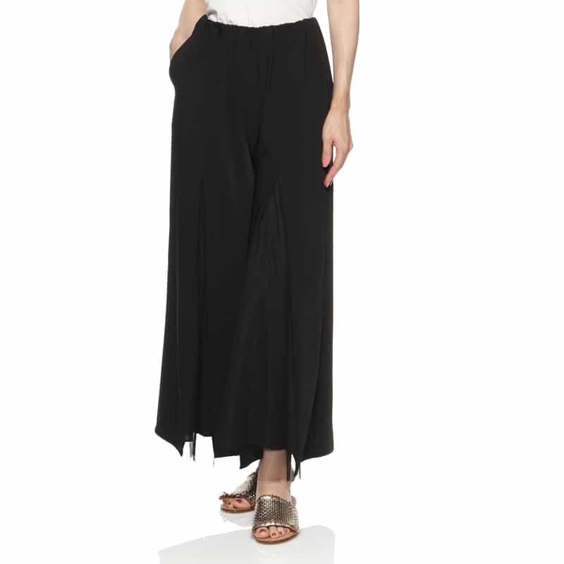 BARNEYS NEW YORK ウォッシャブル チュールタック入りワイドパンツ BLACK