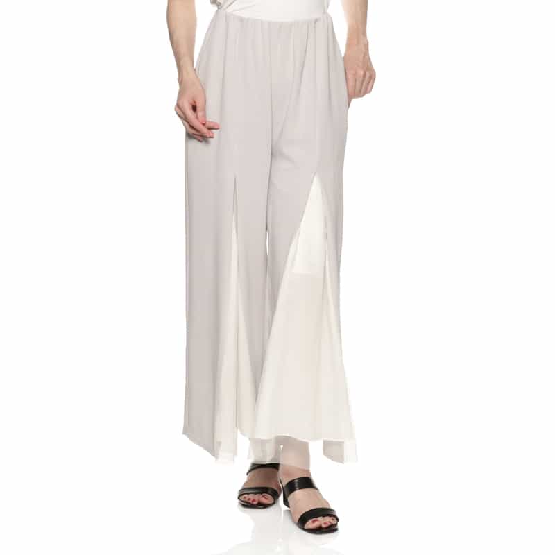 BARNEYS NEW YORK ウォッシャブル チュールタック入りワイドパンツ LIGHT GRAY