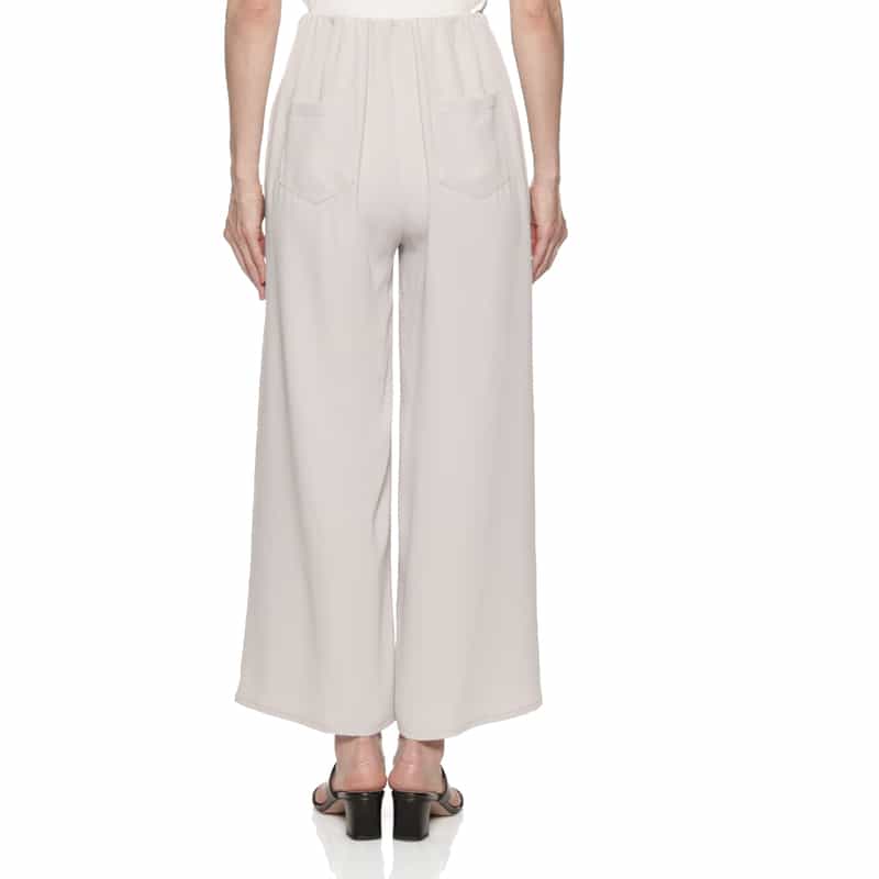 BARNEYS NEW YORK ウォッシャブル チュールタック入りワイドパンツ LIGHT GRAY