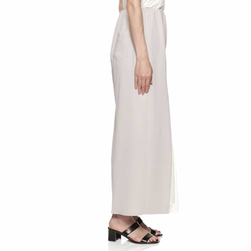 BARNEYS NEW YORK ウォッシャブル チュールタック入りワイドパンツ LIGHT GRAY