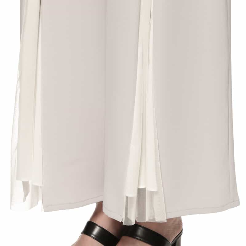 BARNEYS NEW YORK ウォッシャブル チュールタック入りワイドパンツ LIGHT GRAY