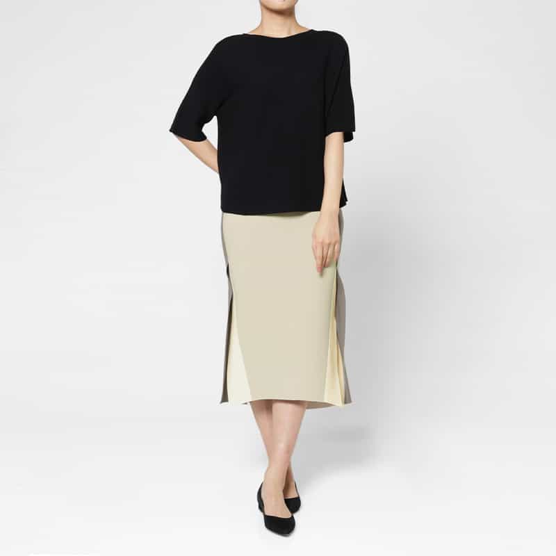 BARNEYS NEW YORK ウォッシャブル バイカラータイトスカート BEIGE