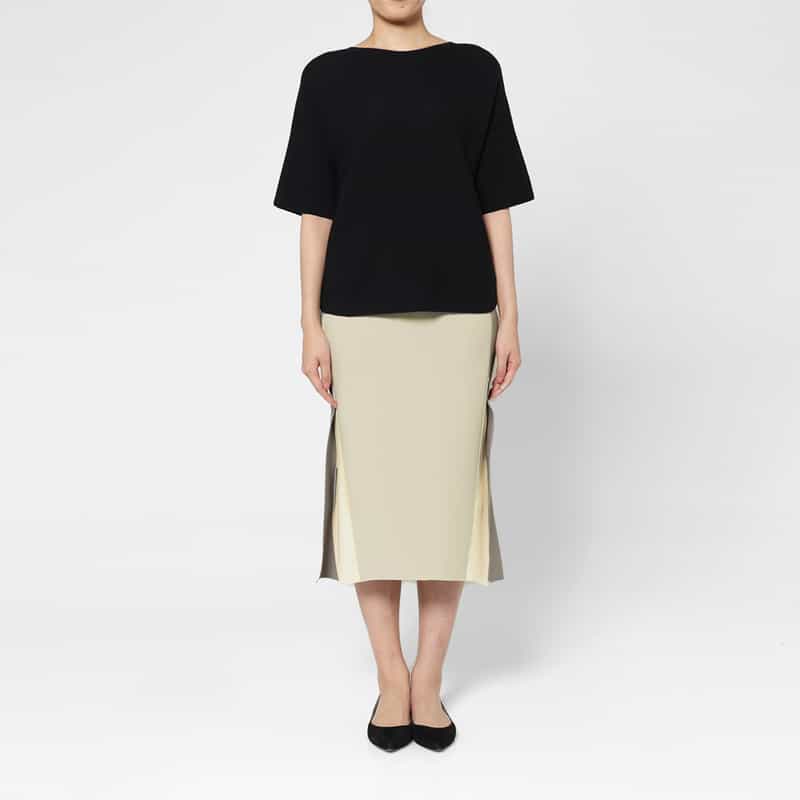 BARNEYS NEW YORK ウォッシャブル バイカラータイトスカート BEIGE