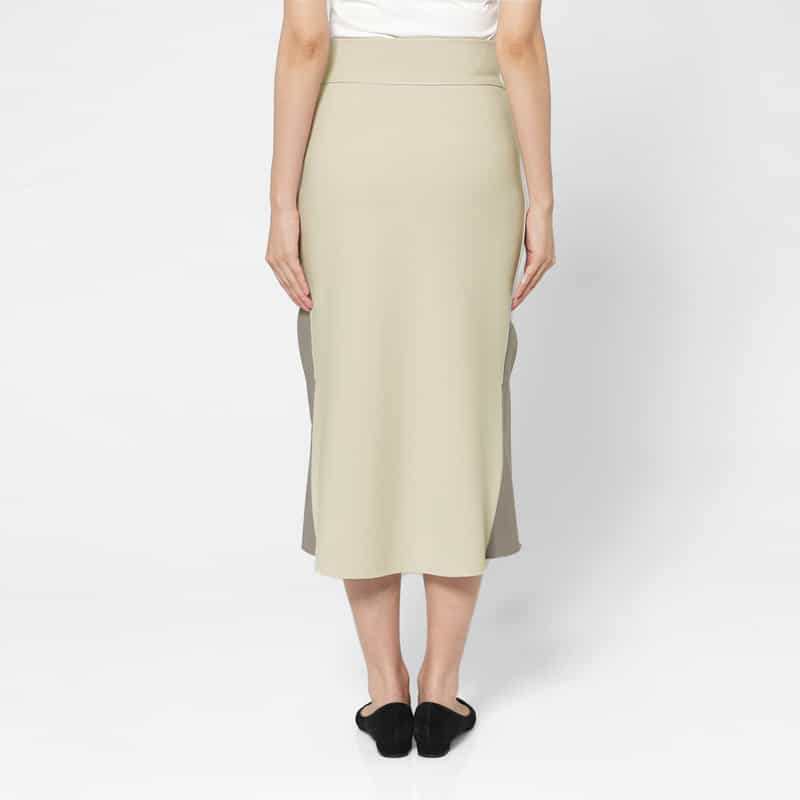 BARNEYS NEW YORK ウォッシャブル バイカラータイトスカート BEIGE