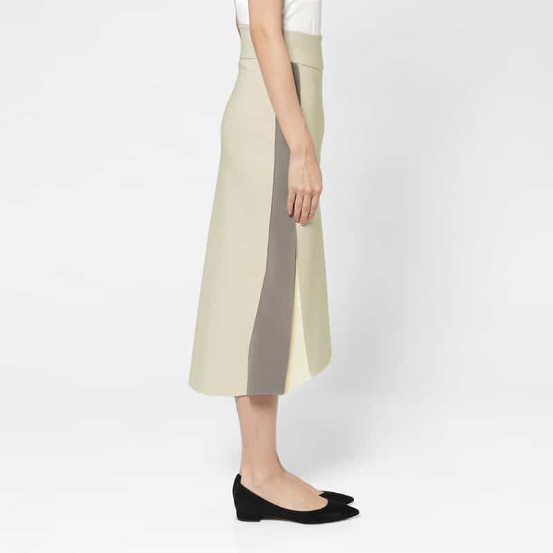 BARNEYS NEW YORK ウォッシャブル バイカラータイトスカート BEIGE
