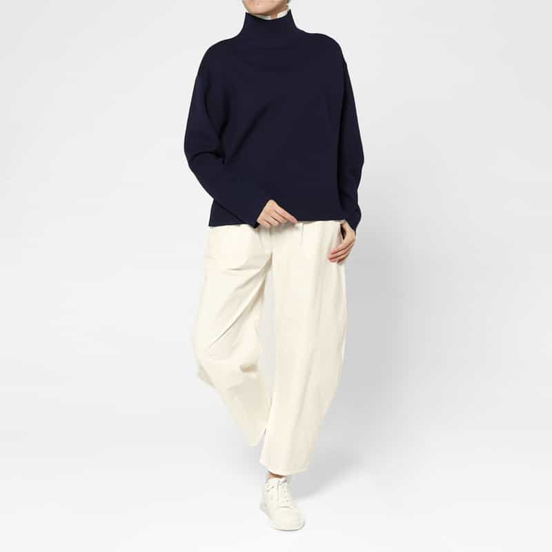 BARNEYS NEW YORK ウォッシャブル カーヴィー ドローストリングパンツ OFF WHITE