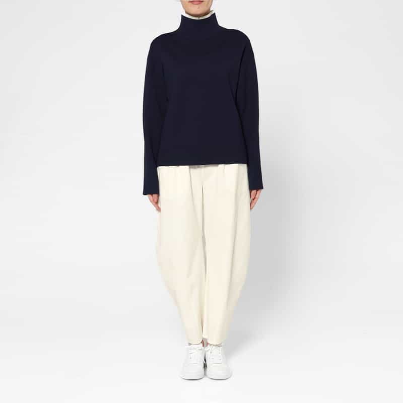 BARNEYS NEW YORK ウォッシャブル カーヴィー ドローストリングパンツ OFF WHITE