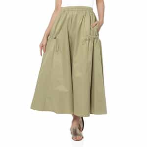 ウォッシャブル ドローストリングデザイン フレアスカート