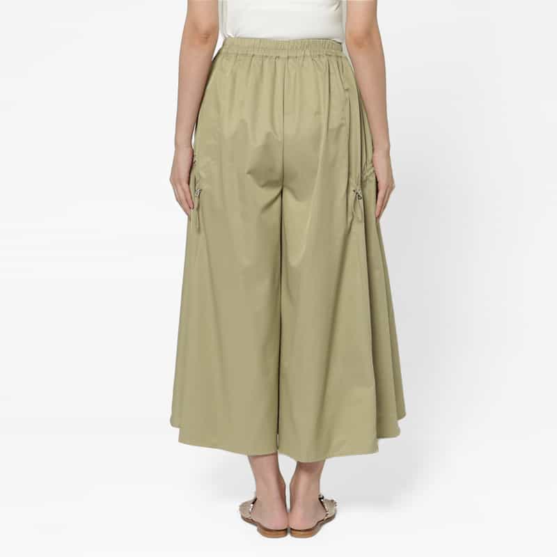 BARNEYS NEW YORK ウォッシャブル ドローストリングデザイン フレアスカート BEIGE