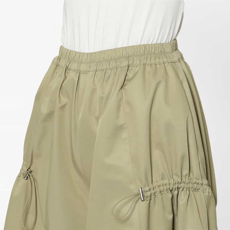 BARNEYS NEW YORK ウォッシャブル ドローストリングデザイン フレアスカート BEIGE