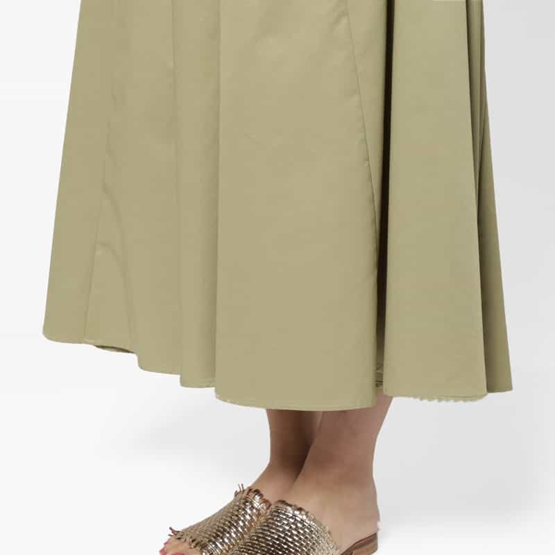 BARNEYS NEW YORK ウォッシャブル ドローストリングデザイン フレアスカート BEIGE