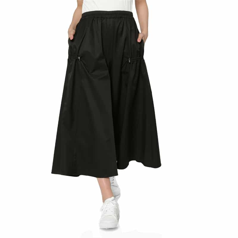 ウォッシャブル ドローストリングデザイン フレアスカート