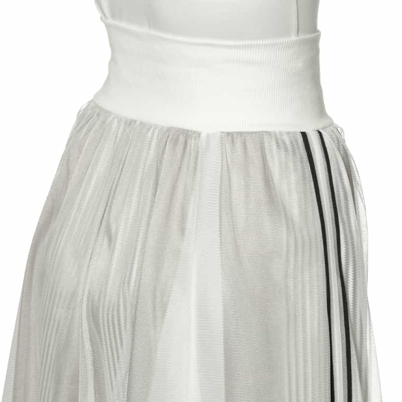 BARNEYS NEW YORK ウォッシャブル ウエストリブ サイドライン入りチュールスカート WHITE