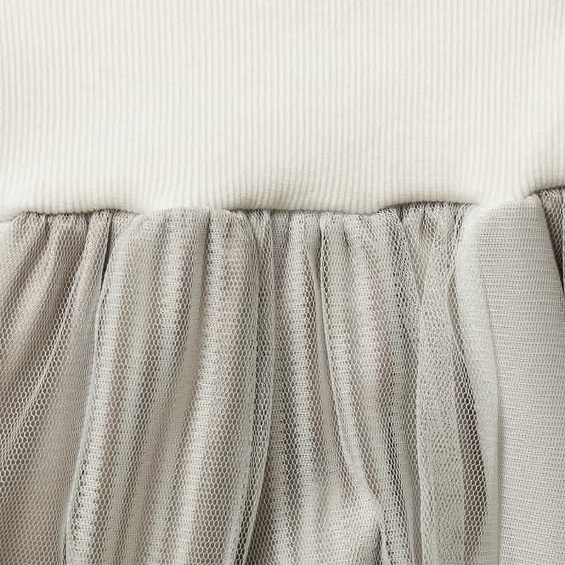 BARNEYS NEW YORK ウォッシャブル ウエストリブ サイドライン入りチュールスカート WHITE