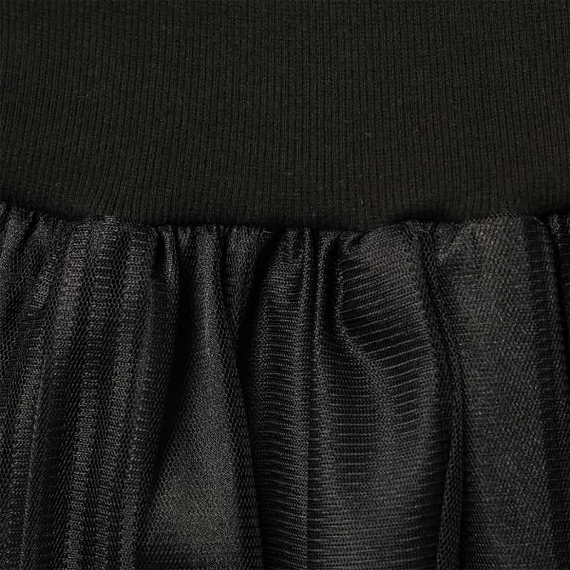 BARNEYS NEW YORK ウォッシャブル ウエストリブ サイドライン入りチュールスカート BLACK