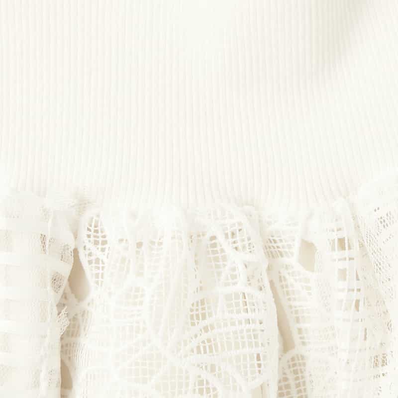 BARNEYS NEW YORK ウォッシャブル ドッキングレースデザインロングスカート OFF WHITE