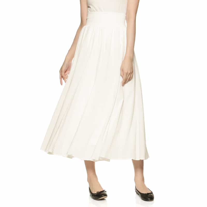 BARNEYS NEW YORK ウォッシャブル ロングフレアスカート OFF WHITE