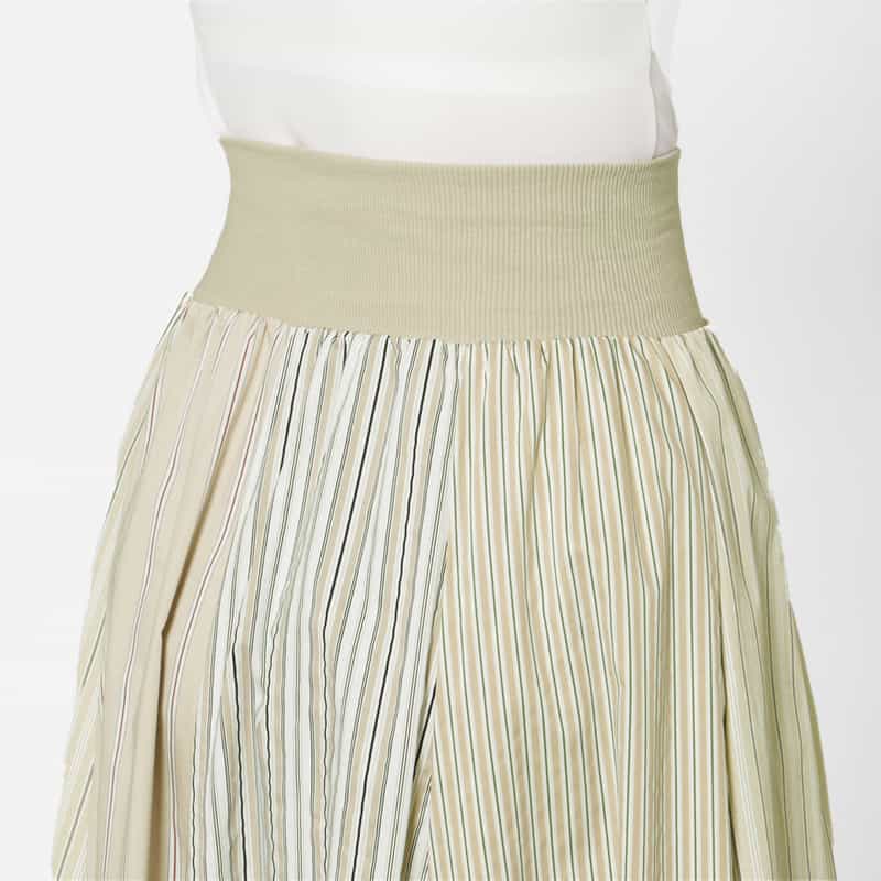 BARNEYS NEW YORK ウォッシャブル マルチストライプ柄ロングスカート BEIGE