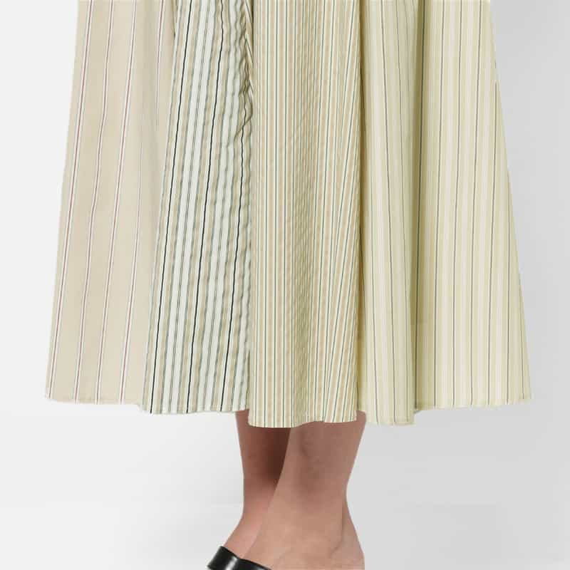 BARNEYS NEW YORK ウォッシャブル マルチストライプ柄ロングスカート BEIGE