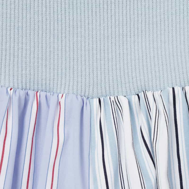 BARNEYS NEW YORK ウォッシャブル マルチストライプ柄ロングスカート BLUE