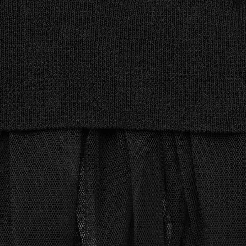 BARNEYS NEW YORK ウォッシャブル チュールスリーブ リブニットカーディガン BLACK